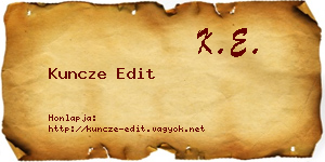 Kuncze Edit névjegykártya